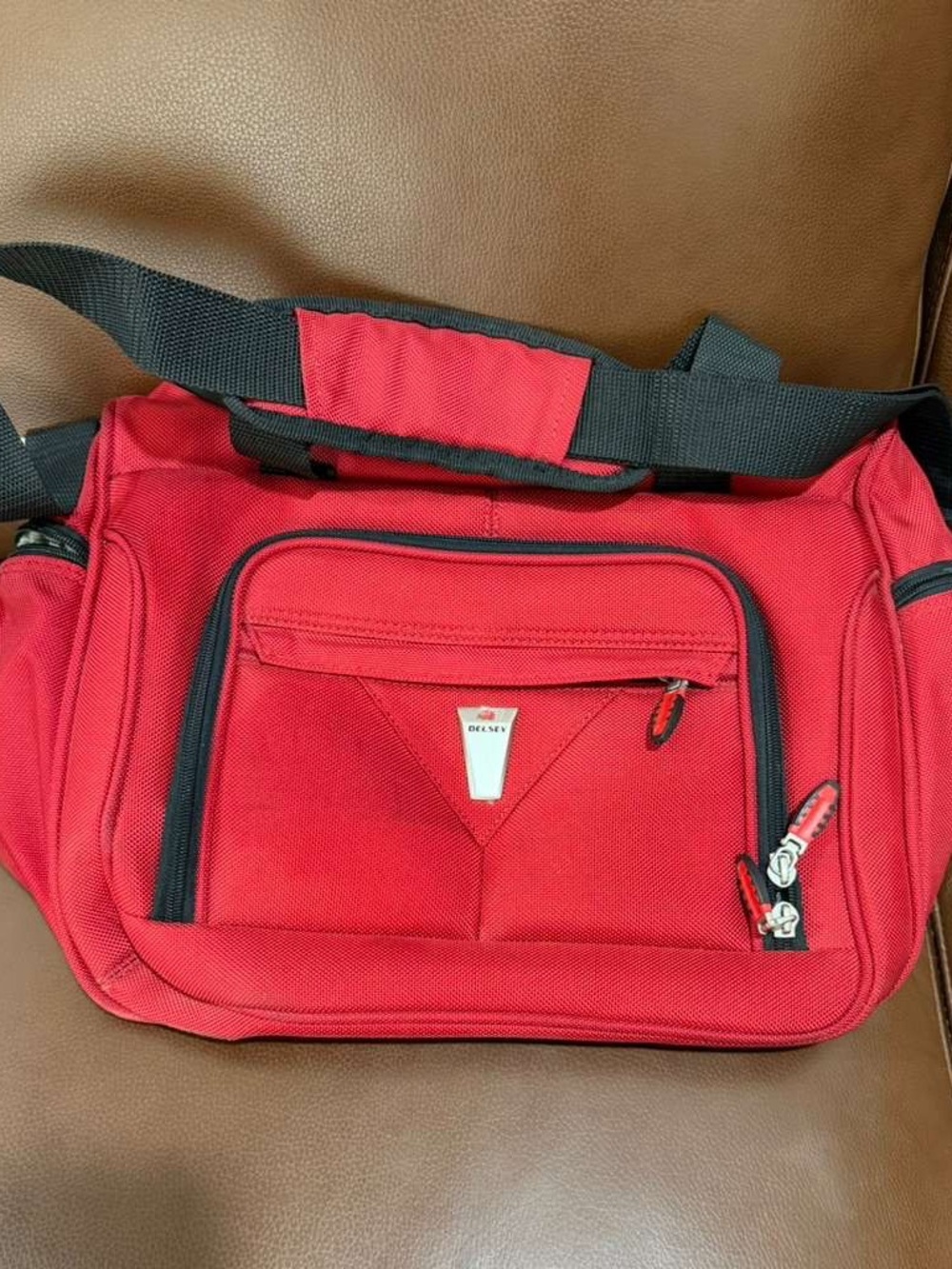 Delsey Red and Black Men's Messenger Bag